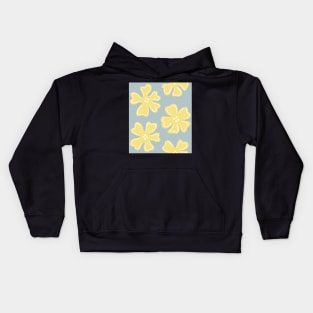 Pattern of yellow button flowers on light blue Kids Hoodie